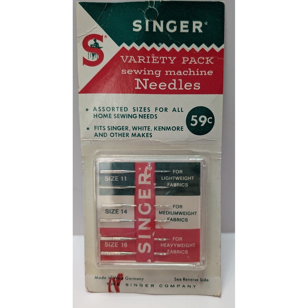 Singer Sewing Machine Needles Variety Pack OS Silver New Vintage 15x1 6-Count